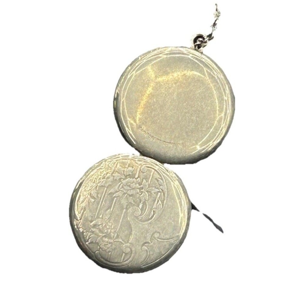 Vintage 929 Silver Oak Chain Necklace With Double Round Bezel Locket